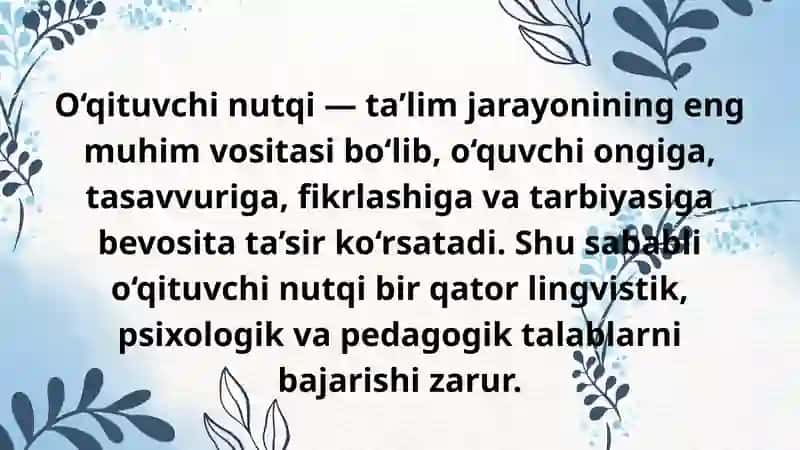 O‘qituvchi nutqi 2