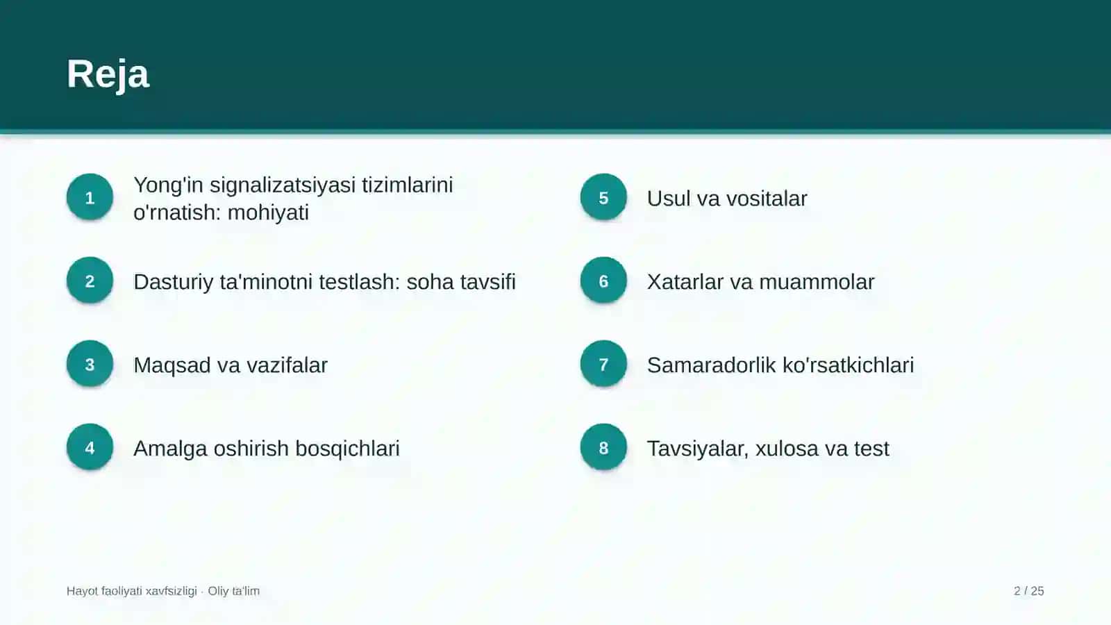 Dasturiy ta'minotni testlash sohasida yong'in signalizatsiyasi tizimlarini o'rnatish 2