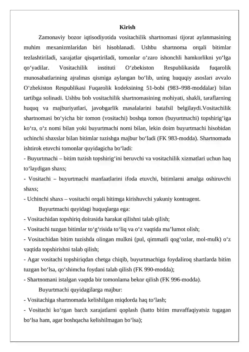 Vositachilik shartnomasi 2