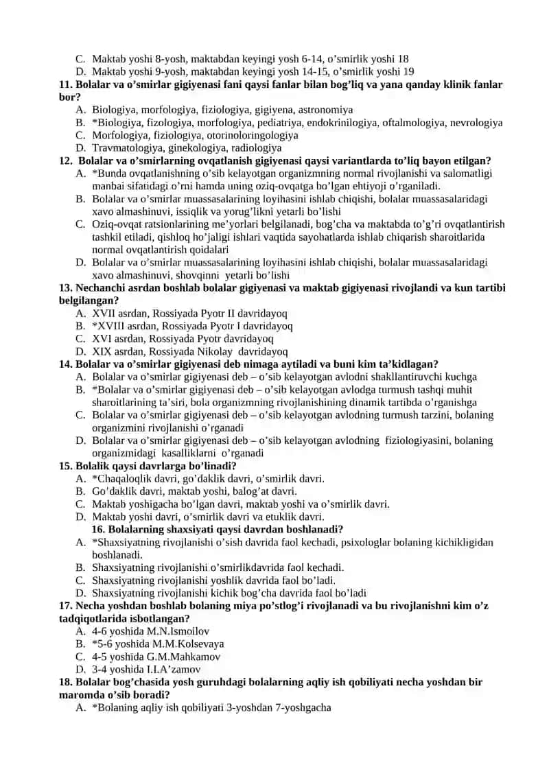 Bolalar va o’smirlar gigienasi fanining maqsadi va vazifalari 2