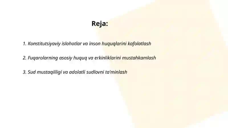 Yangi O‘zbekistonda inson haq-huquqlari va erkinliklari kafolatining yaratilishi 2