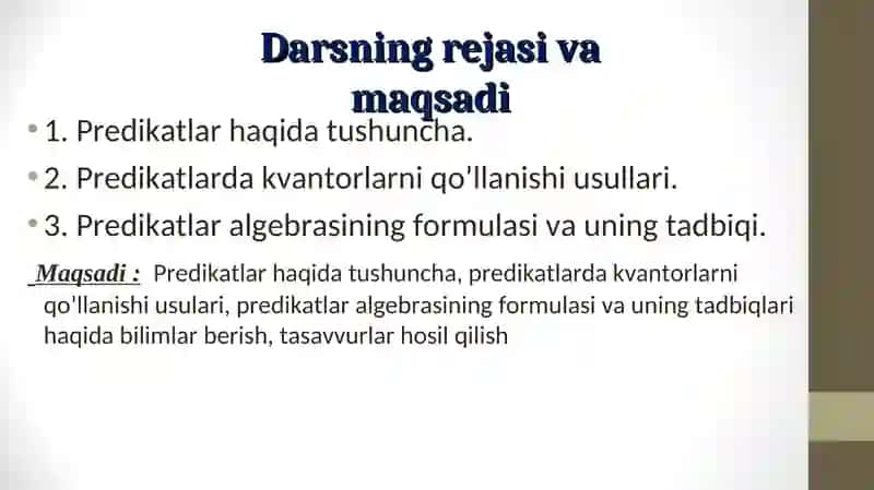 Predikatlar va kvantorlar 2
