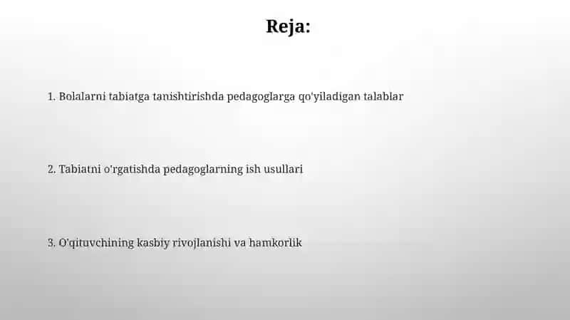 Tabiat bilan tanishtirishda tarbiyachiga qoʻyiladigan talablar va ish metodlari 2