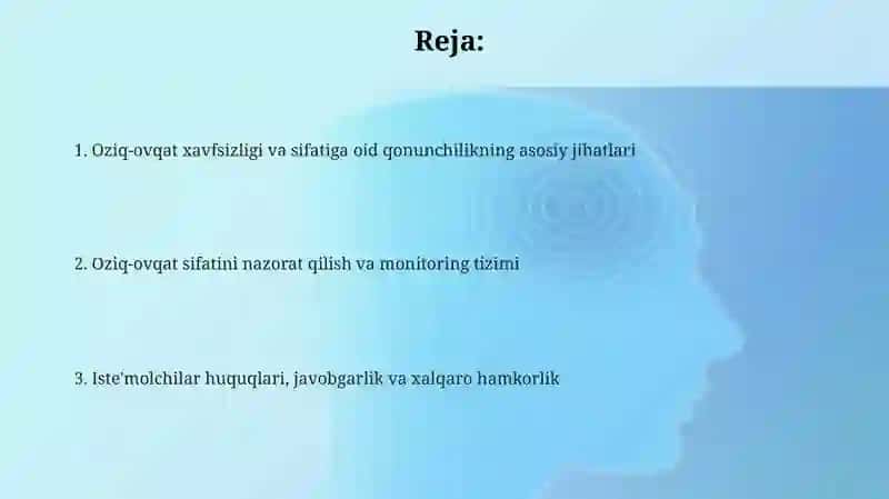 Oziq-ovqat mahsulotlari sifati va xavfsizligi toʻgʻrisidagi qonunchilik 2