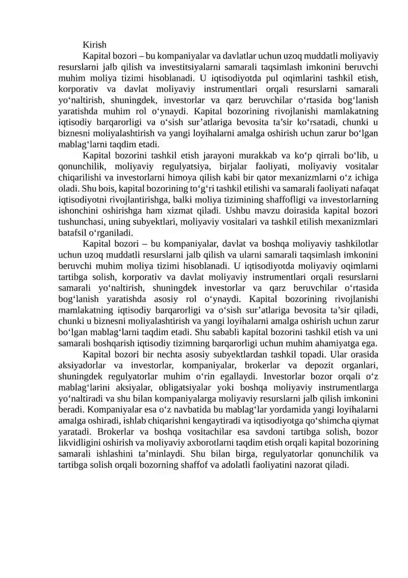 Kapital bozori va uning tashkil etilishi 2