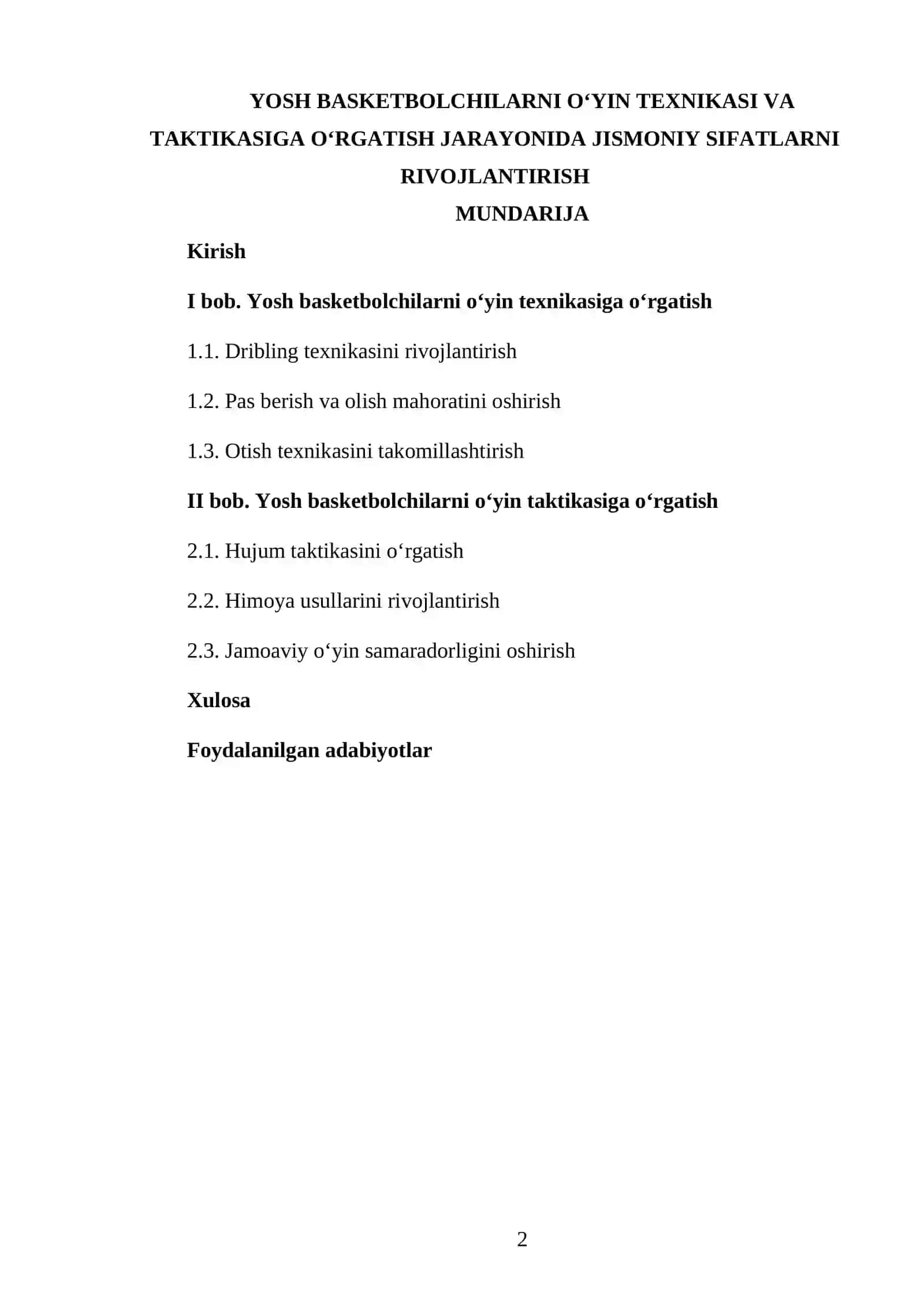 Yosh basketbolchilarni oʻyin texnikasi va taktikasiga oʻrgatish jarayonida jismoniy sifatlarni rivojlantirish 2