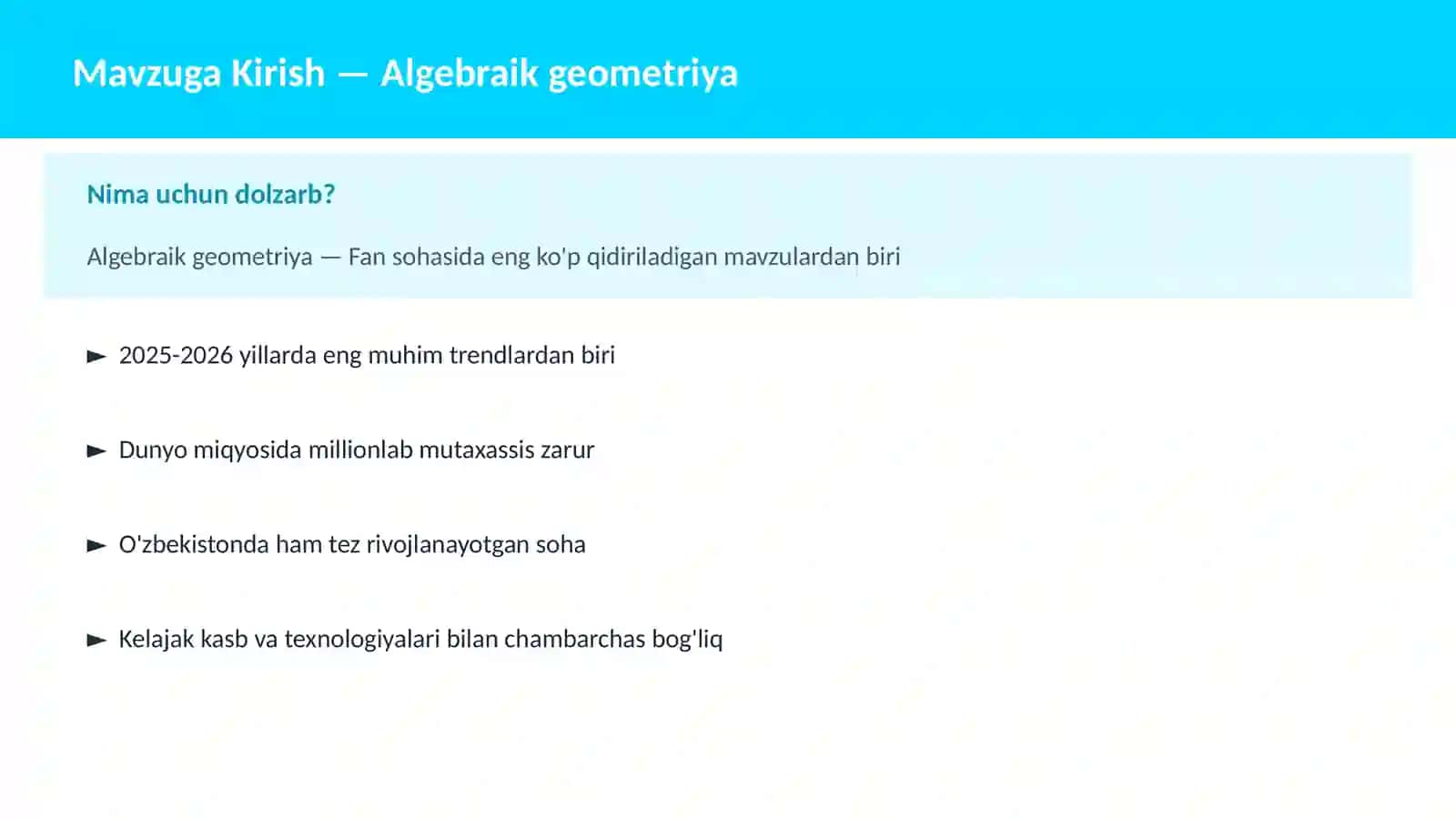 Algebraik geometriya 2