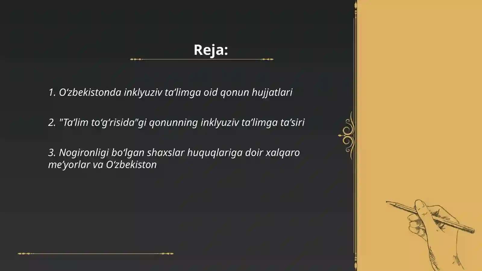 Oʻzbekistonda inklyuziv taʼlimning meyoriy-huquqiy bazasini tahlil qilish 2