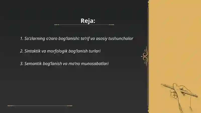 Soʻzlarning oʻzaro bogʻlanishi va bogʻlovchi vositalar 2