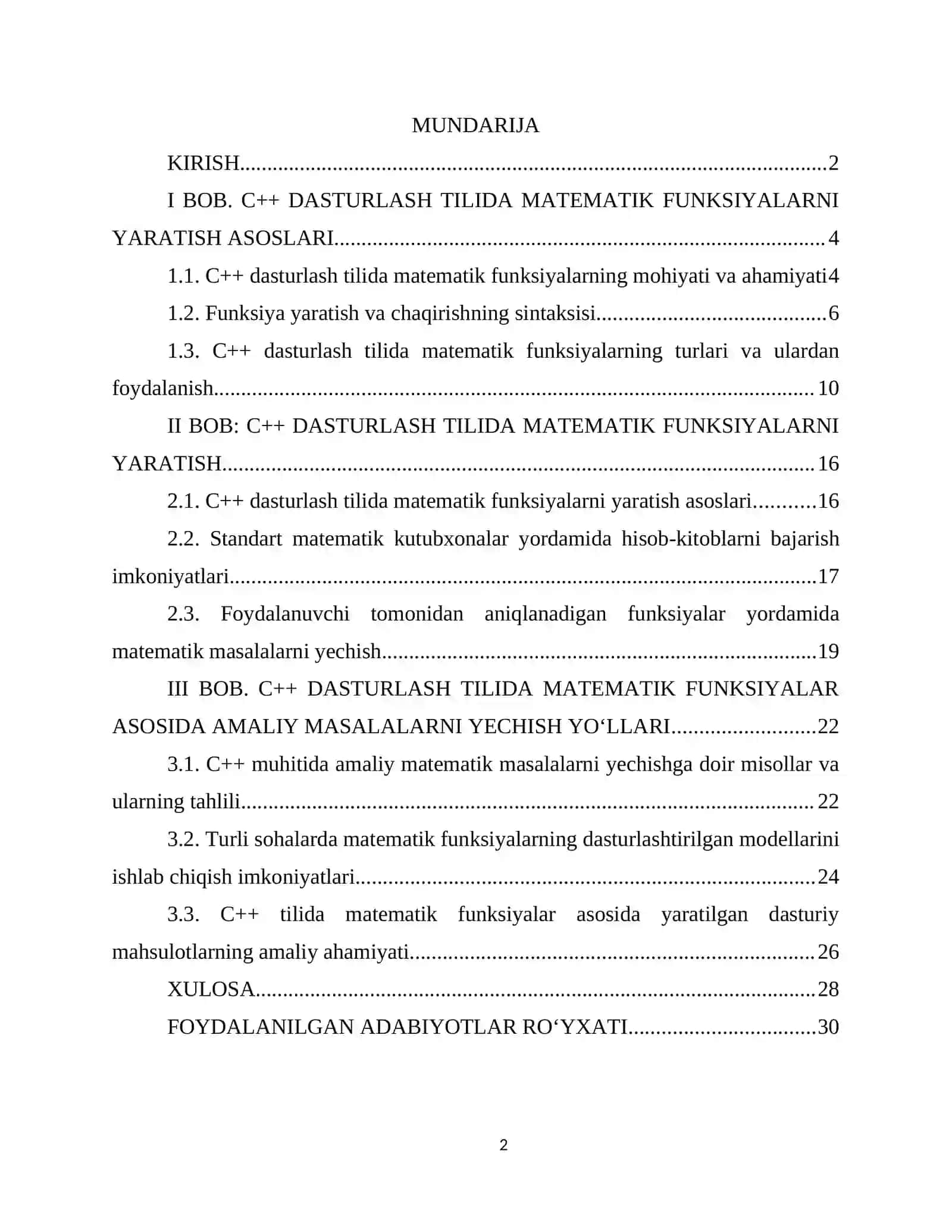 MATEMATIK FUNKSIYALARNI YARATISH ASOSLARI 2