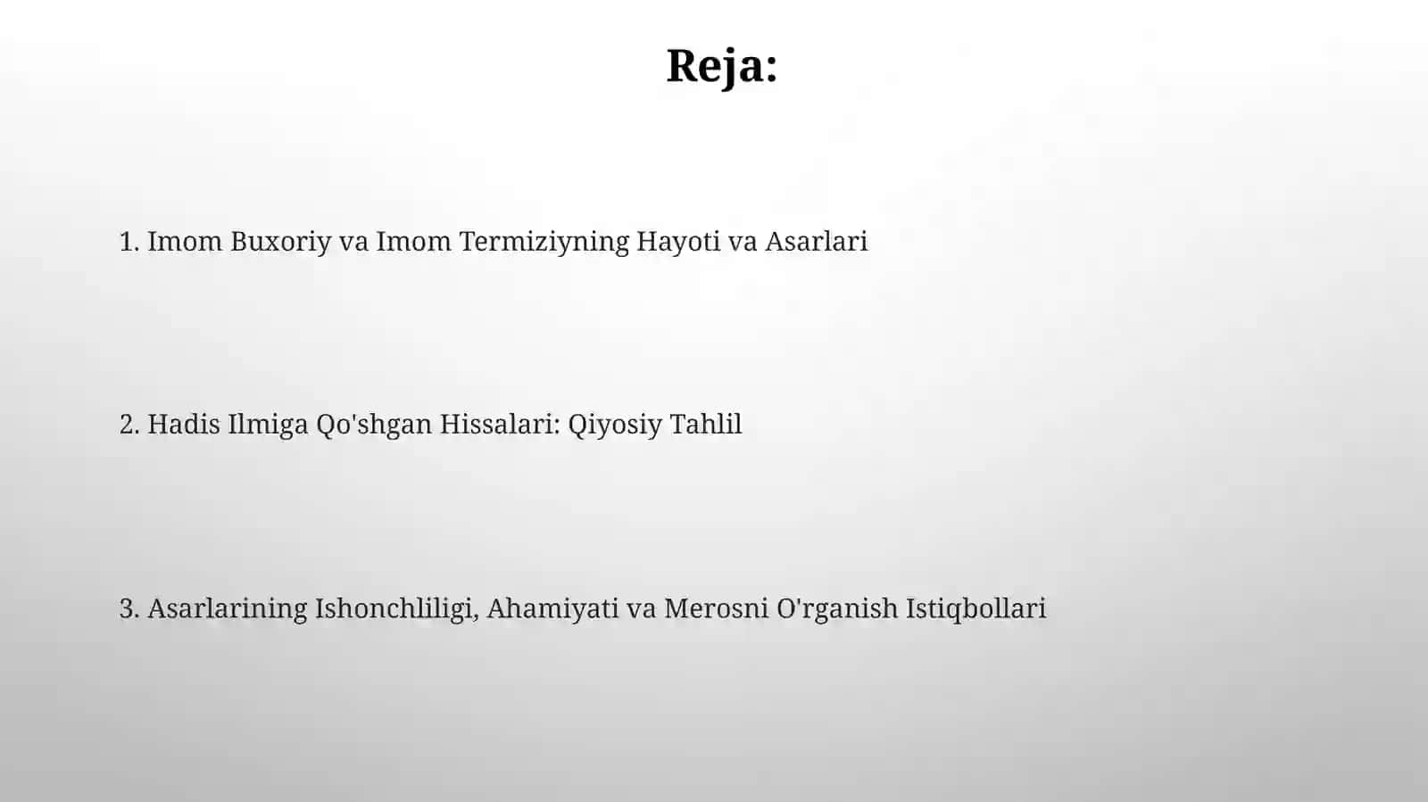Imom Buxoriy va Imom Termiziyning hadis ilmiga qo'shgan hissalarini qiyosiy tahlili 2