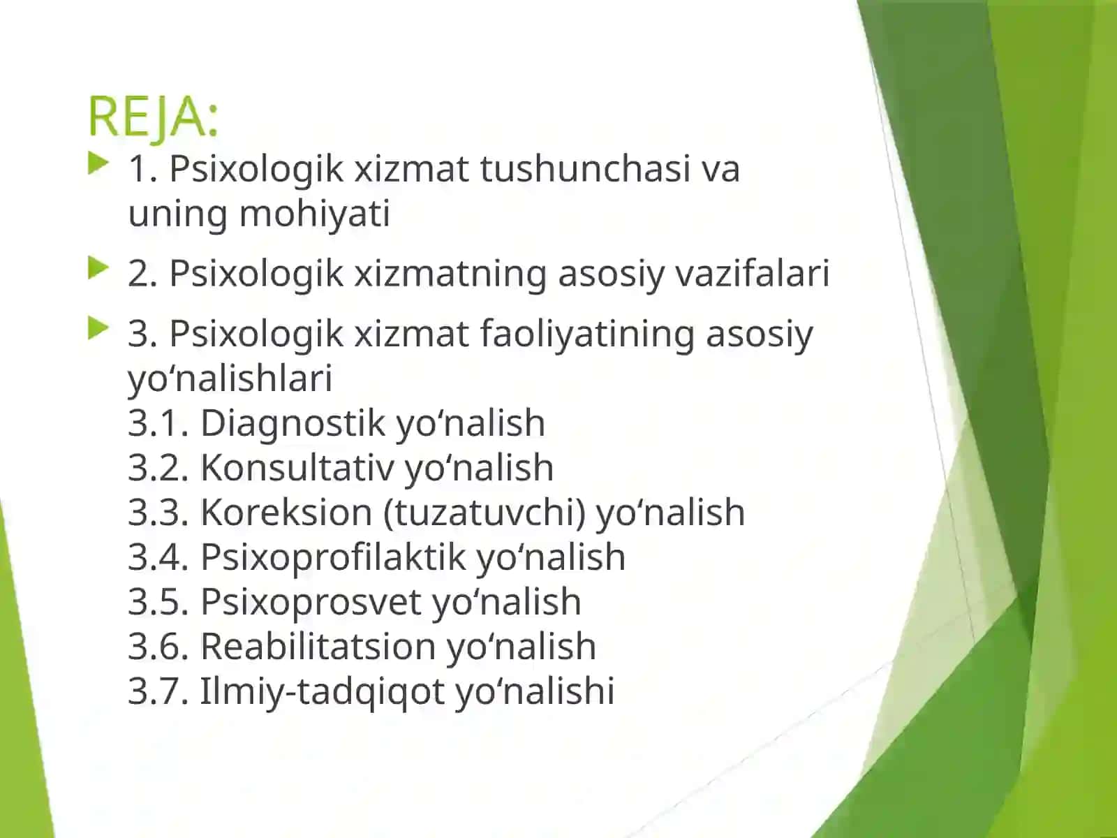 Gumanistik psixologiyada metod muammosi.Psixologik xizmat faoliyatining yo’nalishlari.Ta’lim tizimida psixologik xizmat 2