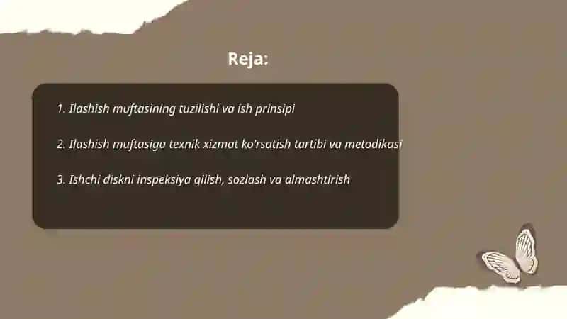 Avtomobillarning ilashish muftasiga texnik xizmat ko'rsatish texnologiyasi 2