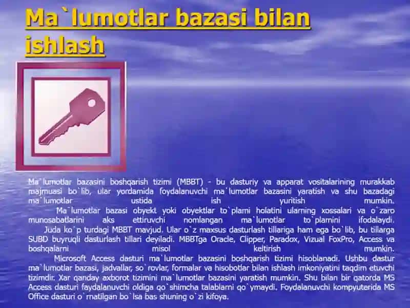Ma`lumotlar bazasi dasturi 2