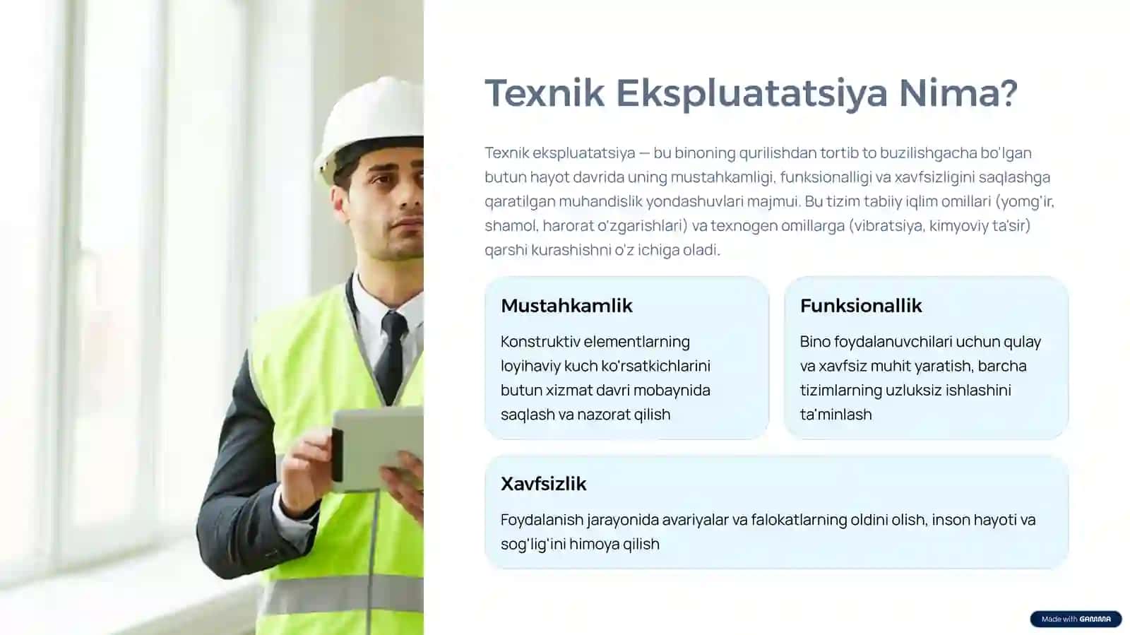 Bino va Inshootlarni Texnik Ekspluatatsiya Qilishning Asosiy Tushunchalari.pptx 2