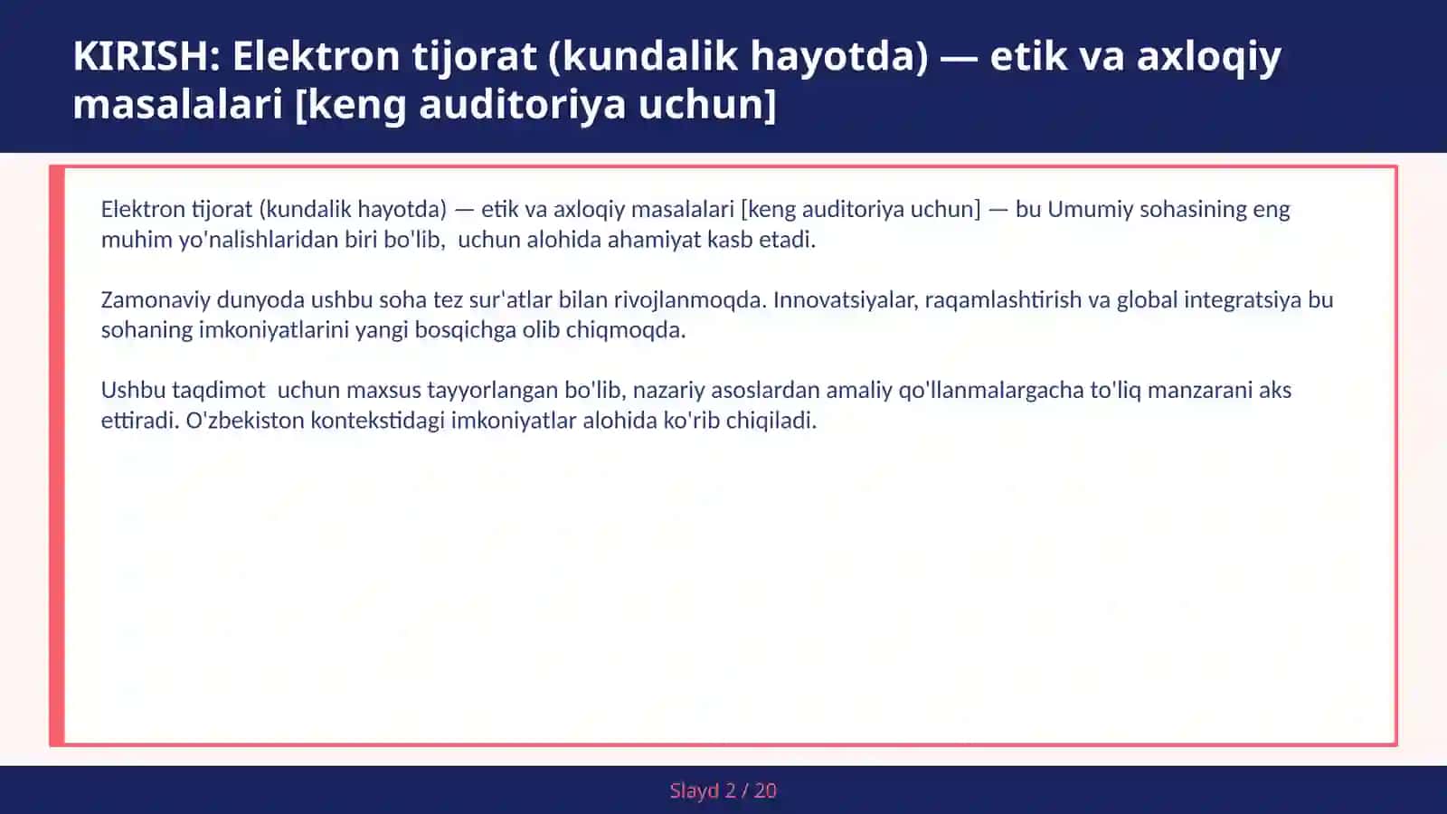 Elektron tijorat (kundalik hayotda) — etik va axloqiy masalalari [keng auditoriya uchun] 2