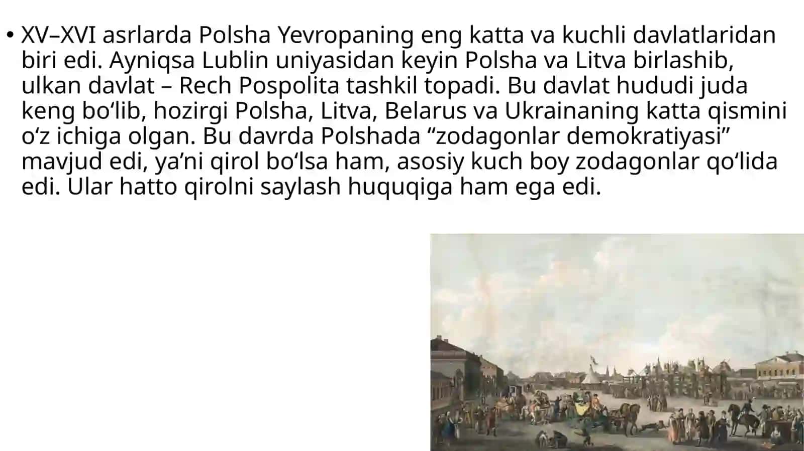 Polsha yangi davrda tarixiy rivojlanishning asosiy voqealari va jarayonlari 2