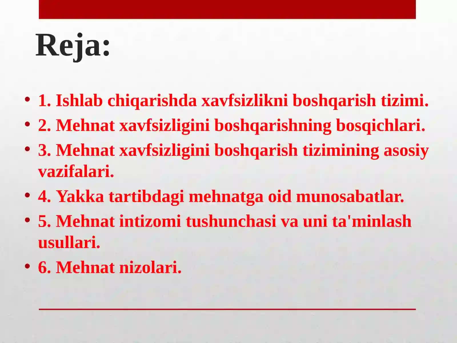 Mehnatxavfsizliginiboshqarish.Yakkatartibdagimehnatgaoidmunosabatlar 2