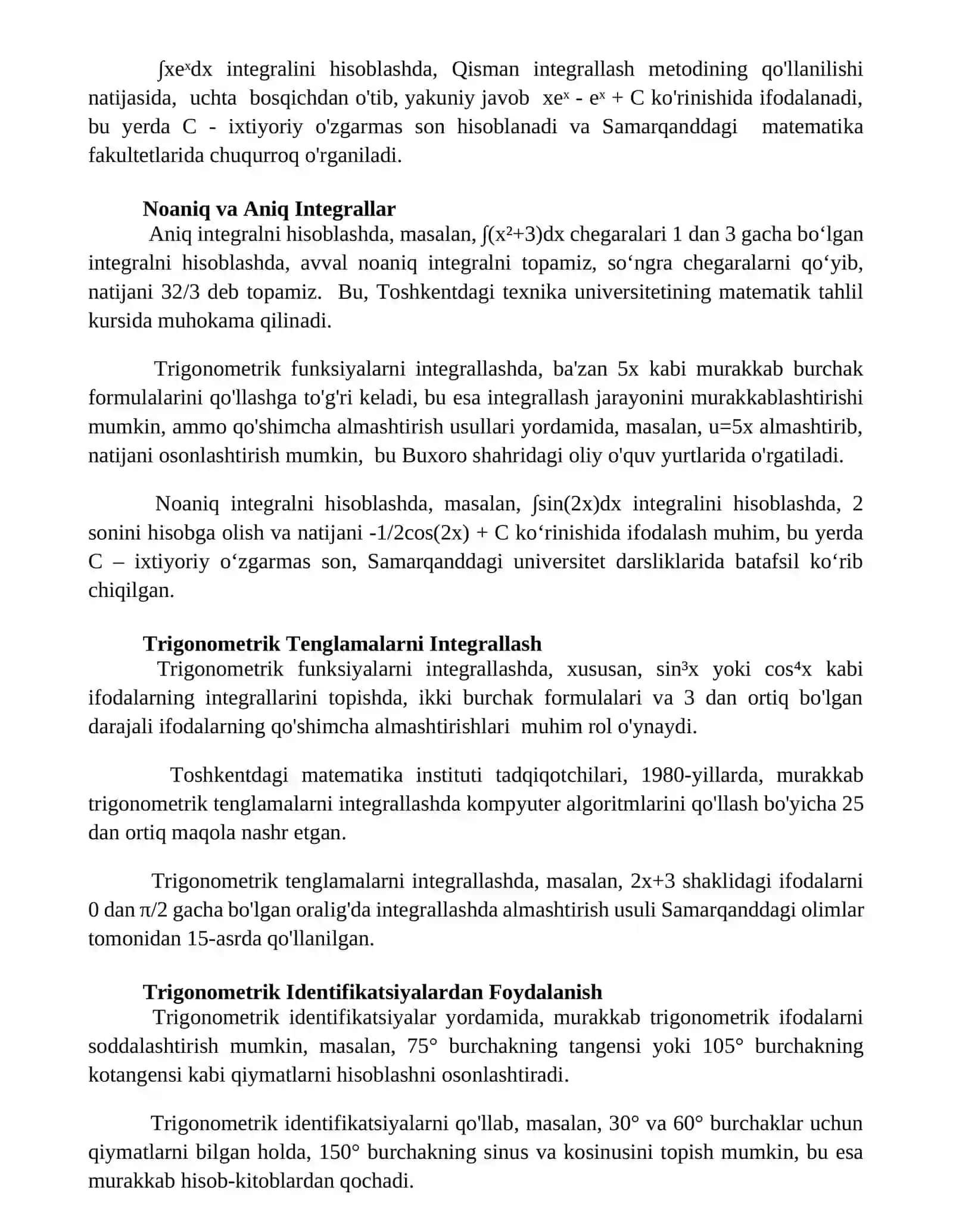 Trigonometrik funksiyalarni integrallash 2