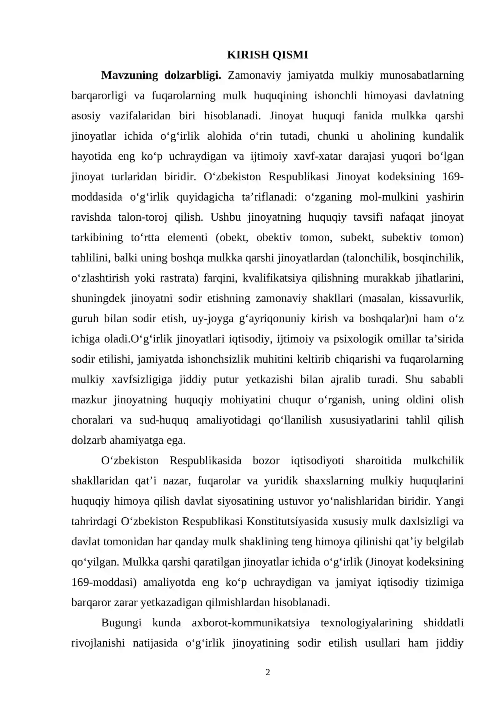O‘g‘irlik jinoyatining jinoiy-huquqiy xususiyatlari 2