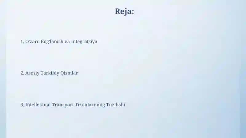 Intelektual transport tizimlarini tarkibiy tuzilishi 2