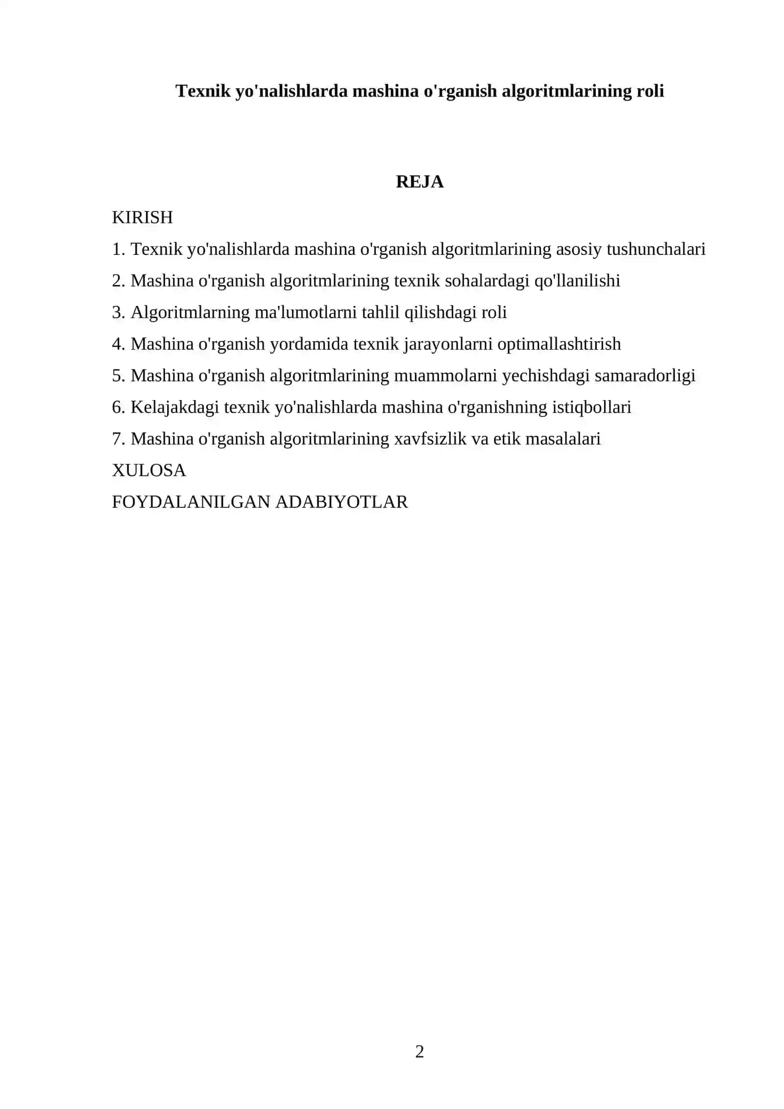 Mashina o'rganish algoritmlarining roli 2