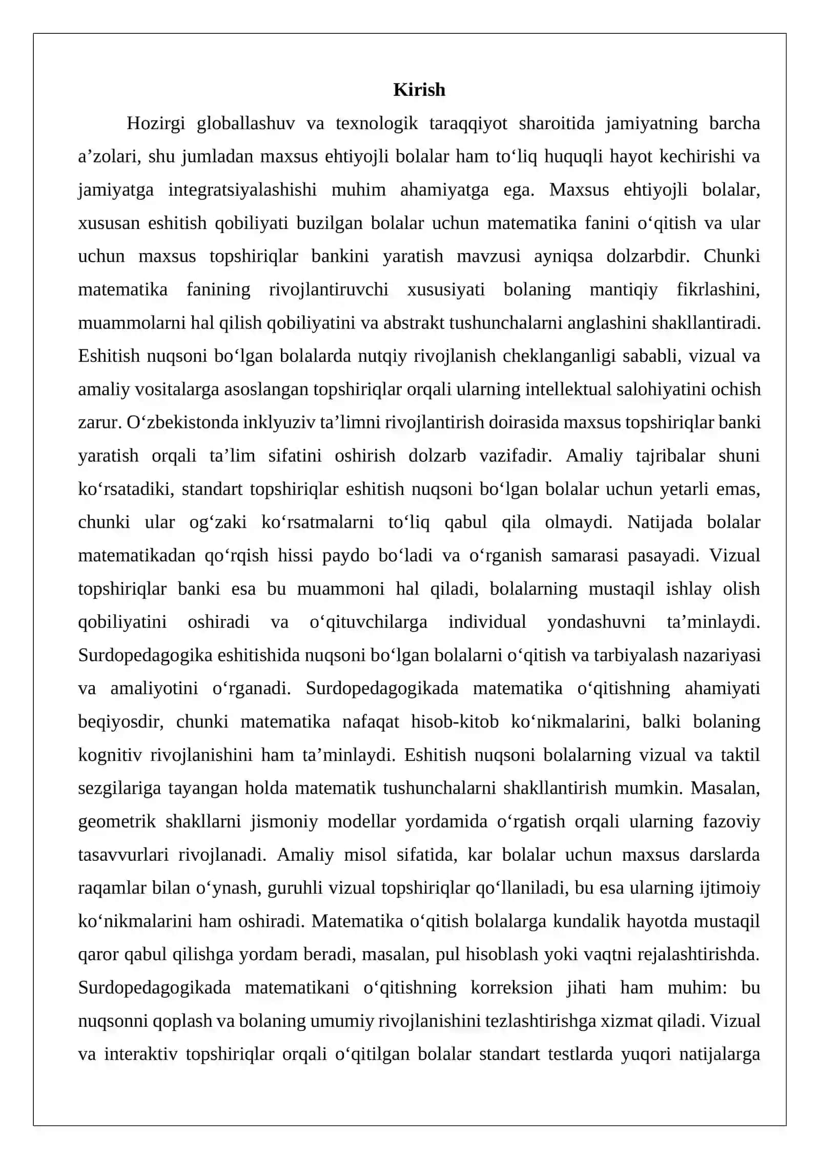 Maxsus ehtiyojli bolalar uchun matematik topshiriqlar bankini yaratish 2