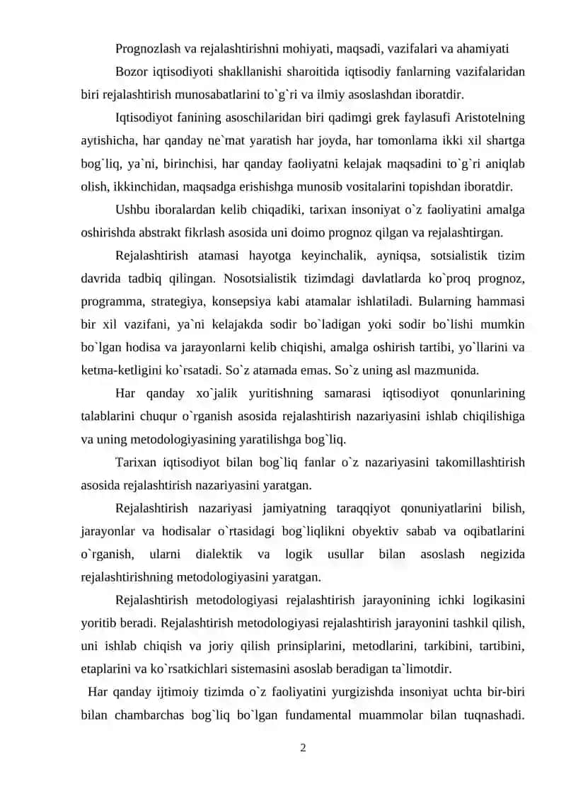 Prognoz va Rejalashtirish 2