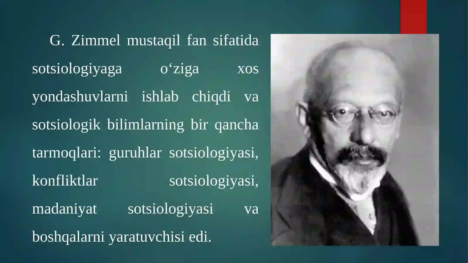G. Zimmelning sosiologiya predmeti haqidagi fikrlari 2