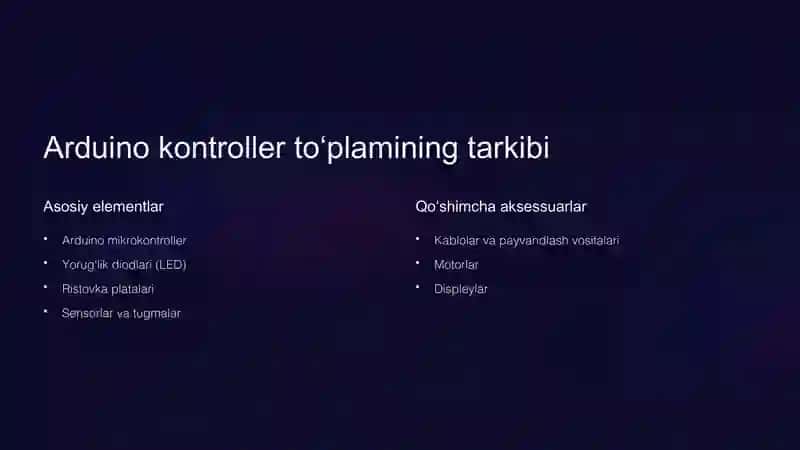 Arduino kontroller toplami Kirish va imkoniyatlar 2