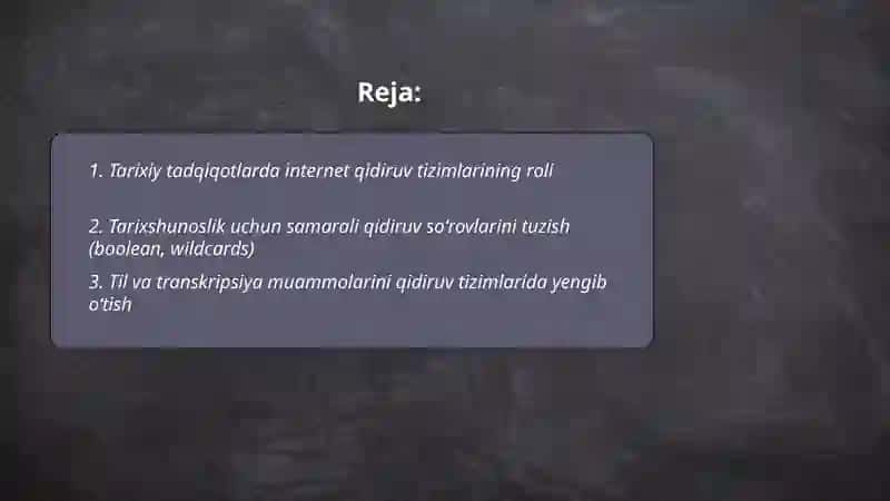 Tarixiy tadqiqotlarda qidiruv tizimidan foydalanish 2