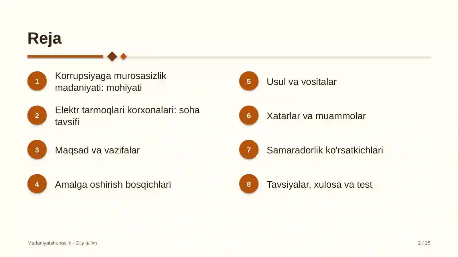 Elektr tarmoqlari korxonalarida korrupsiyaga murosasizlik madaniyati 2