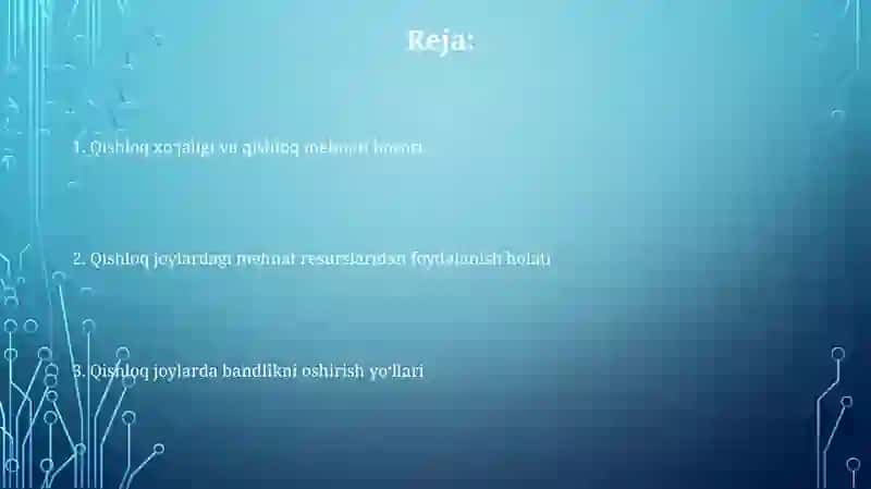 Qishloqlarda mehnat resurslarining bandligi 2