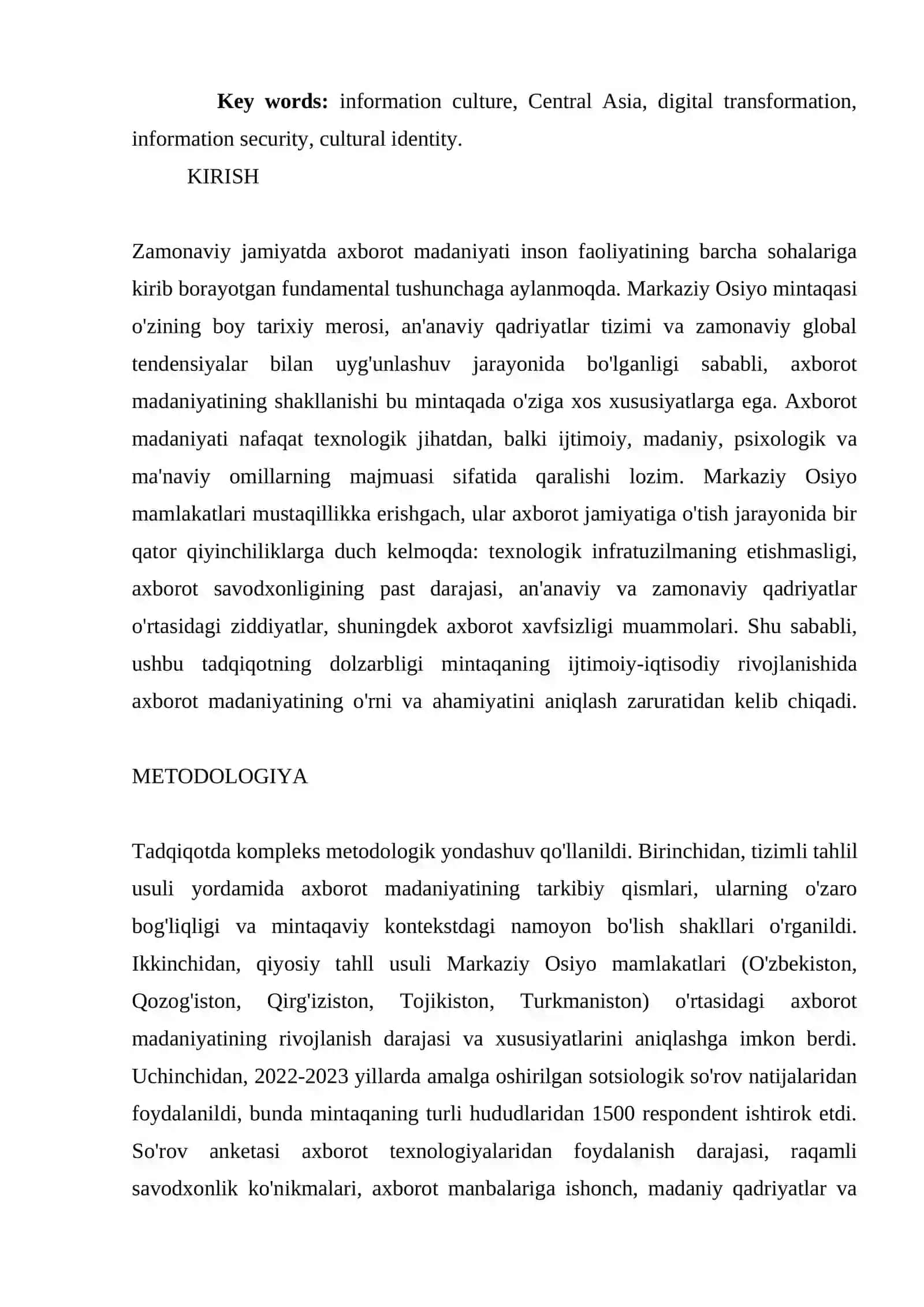 MARKAZIY OSIYODA AXBOROT MADANIYATINING O'RNI 2