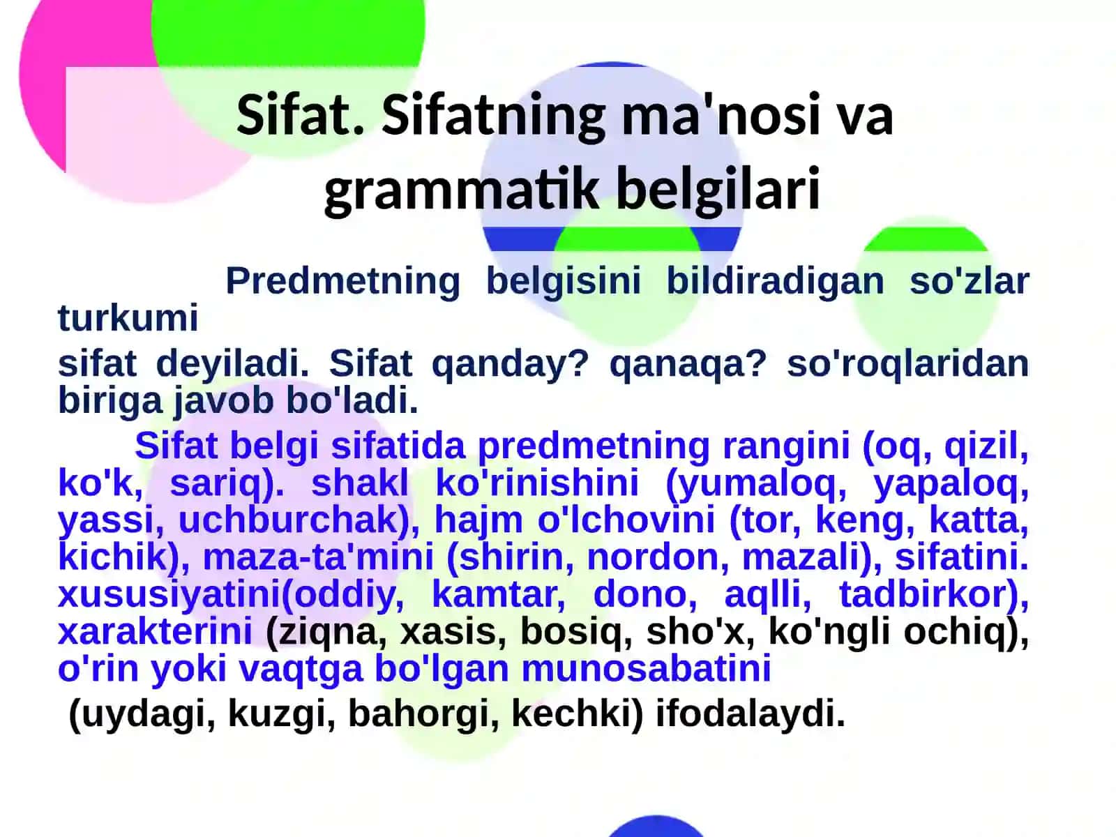 Sifatso’z turkumi 2