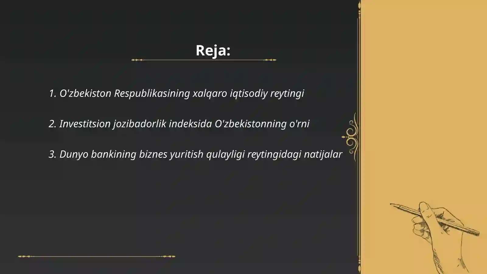 O'zbekistonning xalqaro reyting va indeksdagi o'rni va nufuzi 2