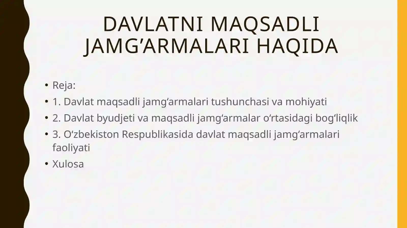davlatni maqsadli jamg’armalari haqida 2