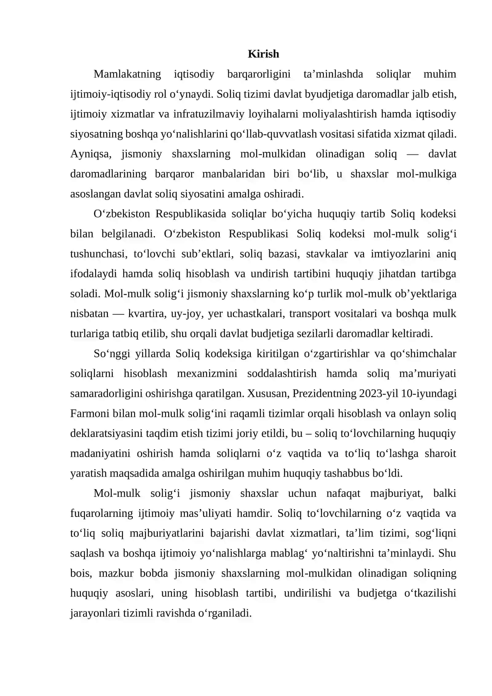 Jismoniy shaxslarning mol-mulkidan olinadigan soliqni hisoblash va budjetga o‘tkazish tartibi 2
