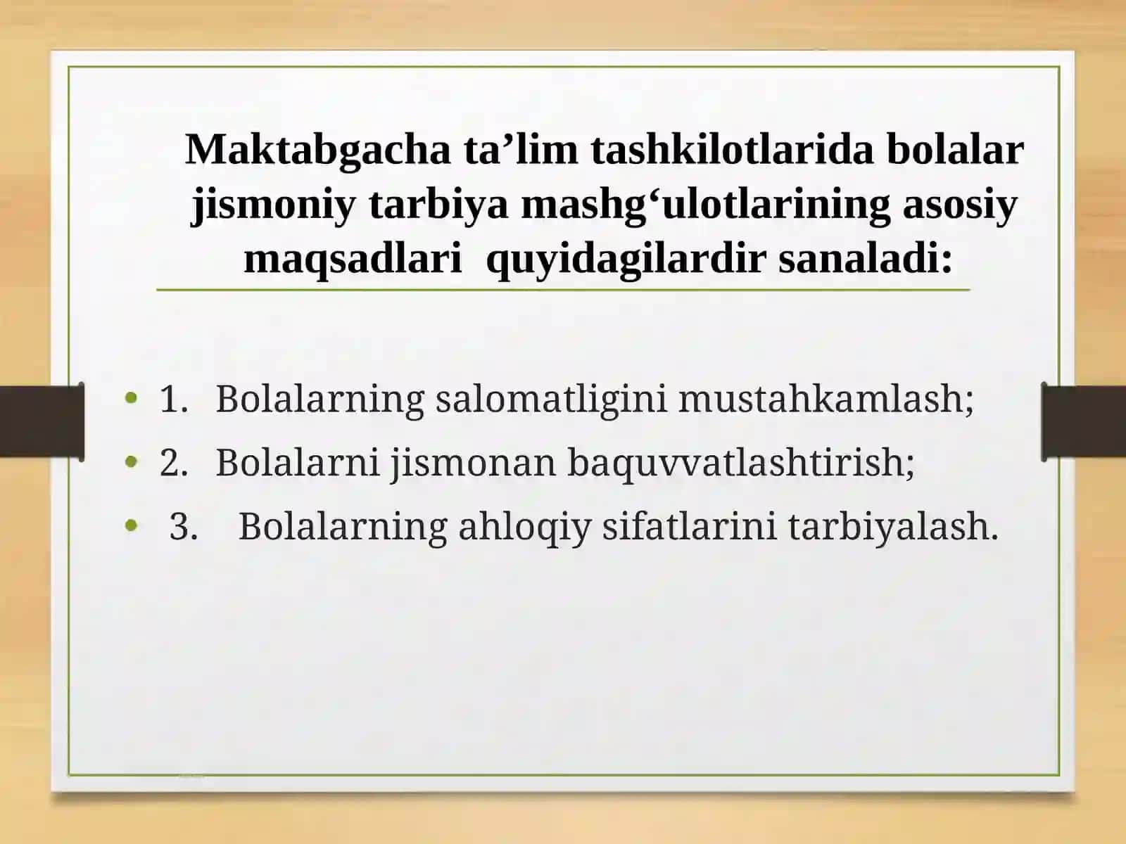 Maktabgacha ta'lim tashkilotlarida jismoniy tarbiya mashg'ulotlarini tashkil etish metodikasi 2