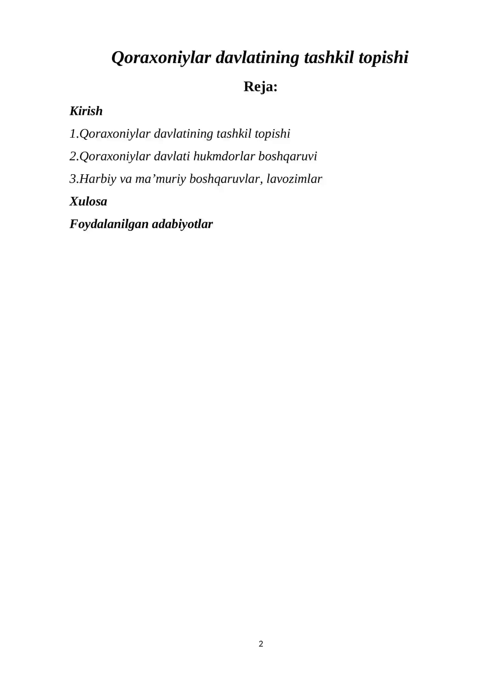 O’zbekistonning Davlat Muassasalari Tarixi Fanidan 2