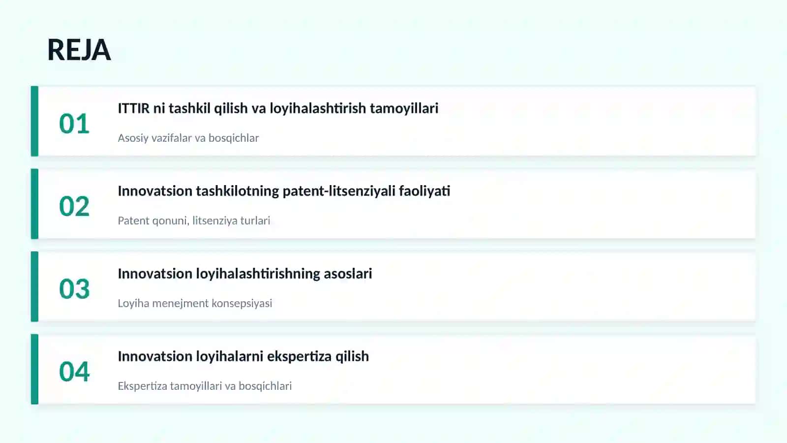 ITTIR NI TASHKIL QILISH VA LOYIHALASHTIRISH 2