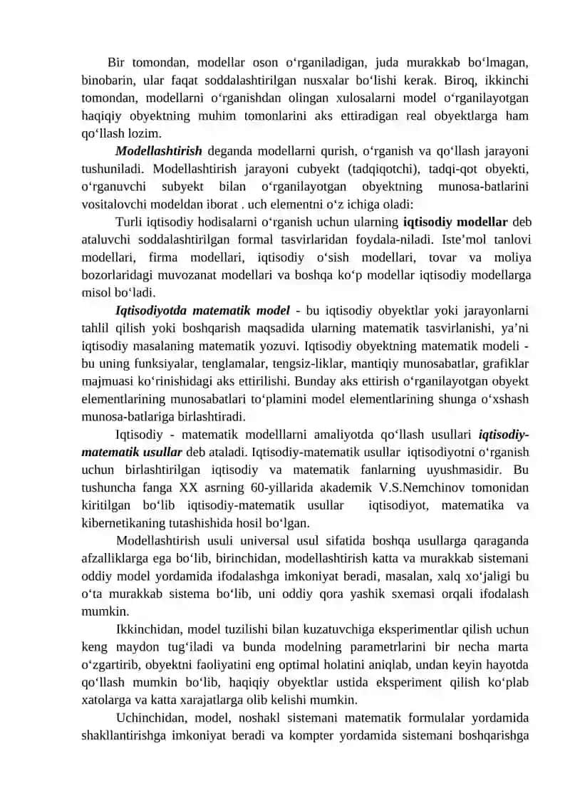 EKONOMETRIK MODELLARNI TUZISHING METODOLOGIK MASALALARI 2