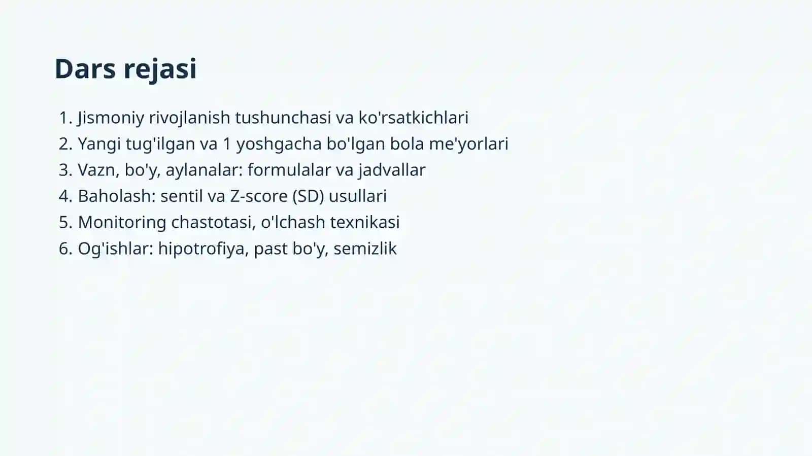 Bolalarda jismoniy rivojlanish monitoringi 2