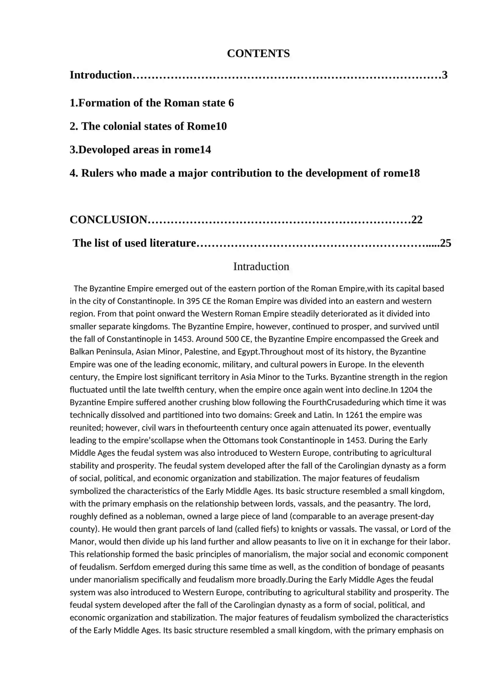 Developing of the Roman era in the Middle ages 2