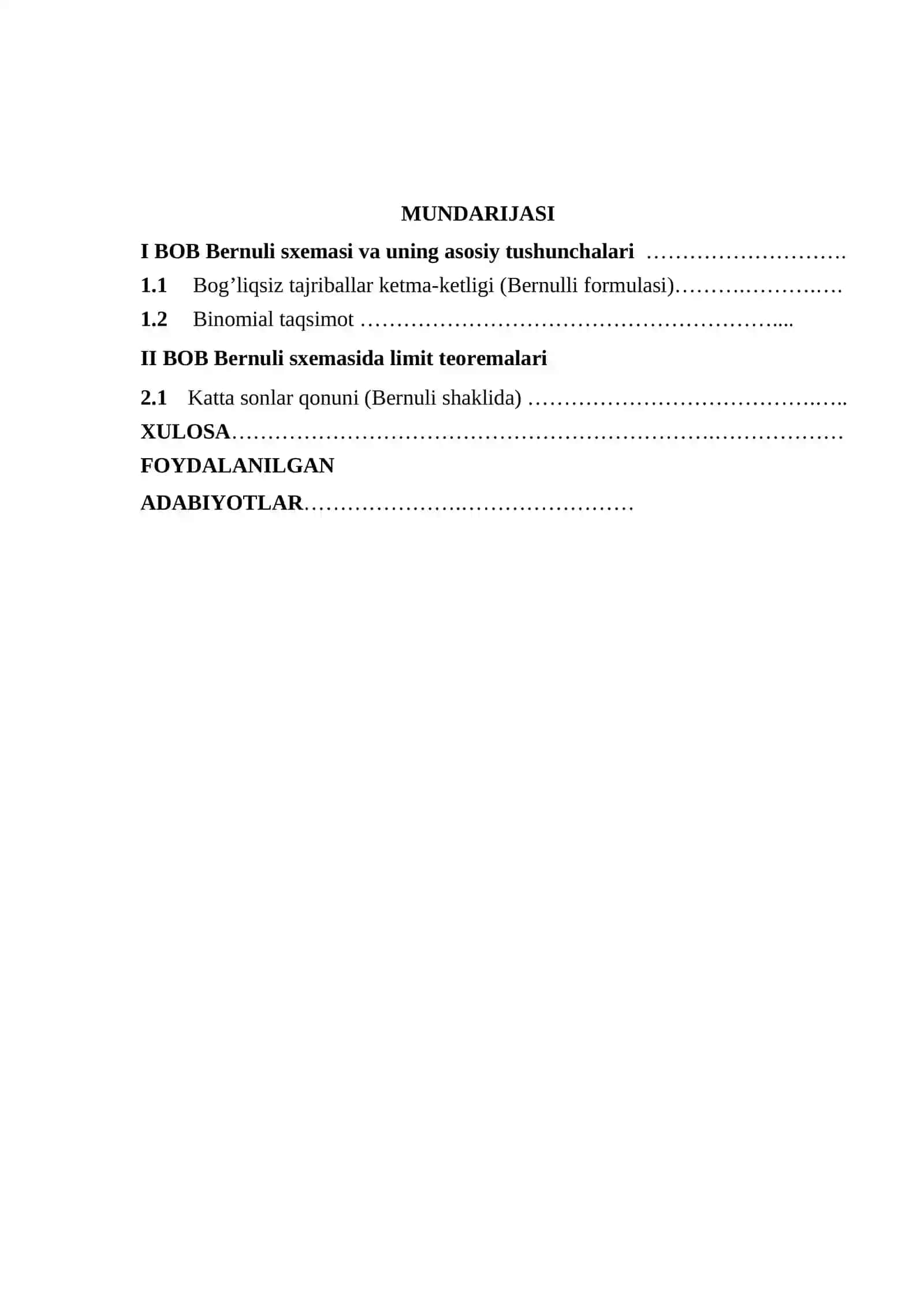Bernulli sxemasi uchun Limit teoremalar 2