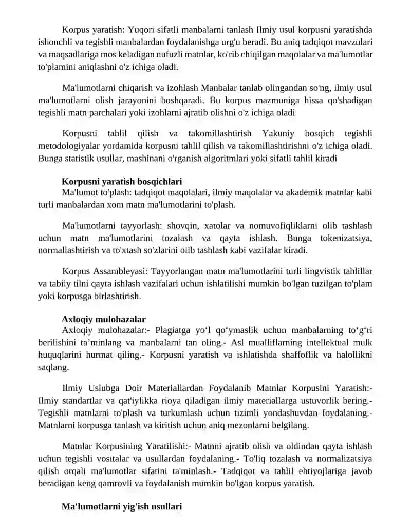 Ilmiy Uslubga Doir Materiallardan Foydalanib Matnlar Korpusini Yaratish 2