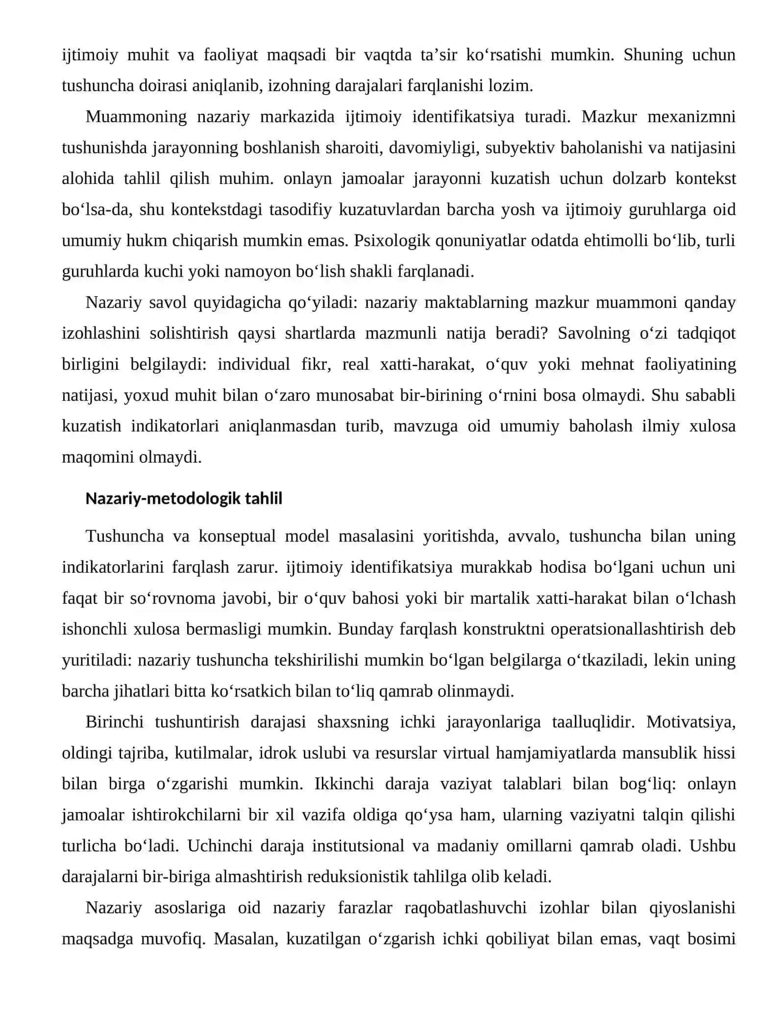 VIRTUAL HAMJAMIYATLARDA MANSUBLIK HISSI — NAZARIY ASOSLARI 2