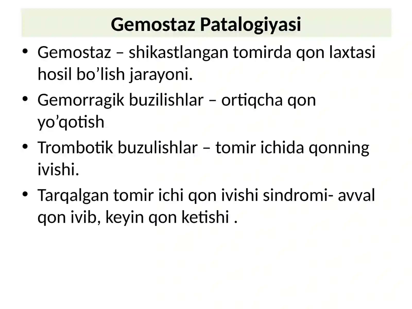 Gemostaz tizimi 2