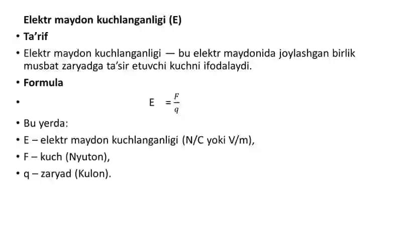 Elektrpotensiali(φ) Ta’rif 2