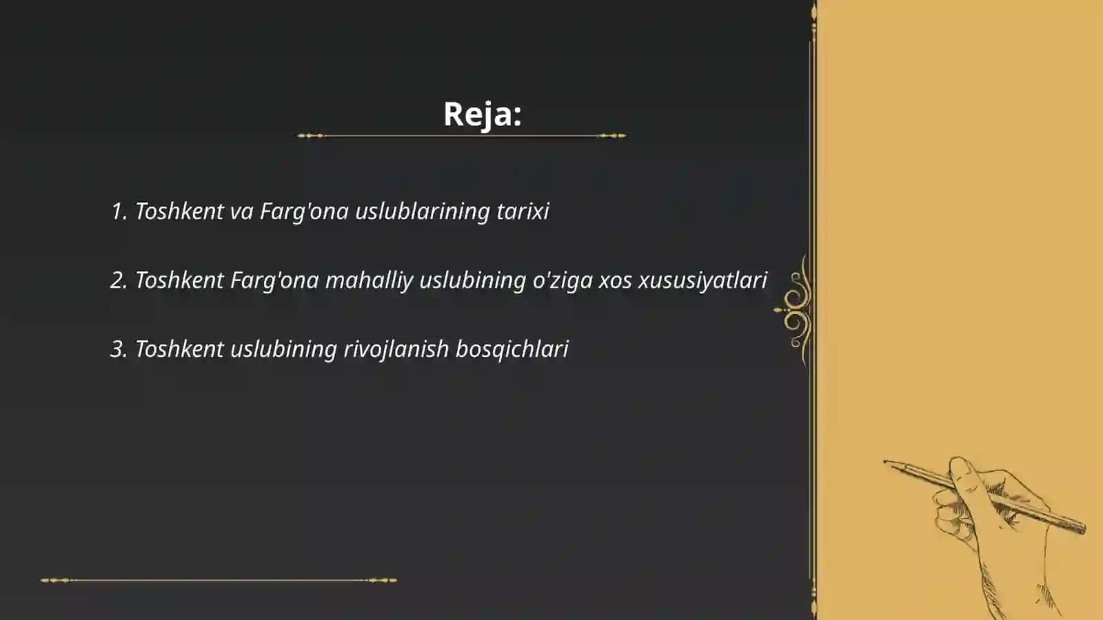 Toshkent va Farg'ona uslublarining tarixi 2